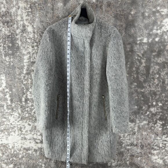 H&M Womens Size 6 Mock Neck Wool Blend Coat Grat Long Sleeve Outdoor Winter Zip - Picture 2 of 9